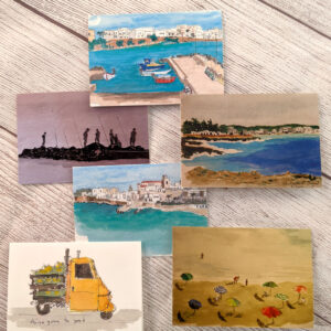 A set of cards featuring various watercolor designs.