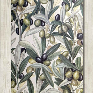 A notebook with a cover featuring am illustrated olive and branch design.