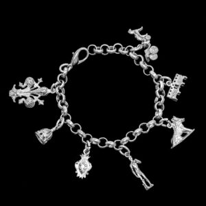 A sterling silver-plated bracelet featuring seven charms in theme with Florence.