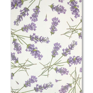 A notebook with a cover featuring sprigs of lavender.