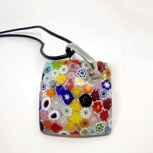 Square pendant made with the millefiori technique