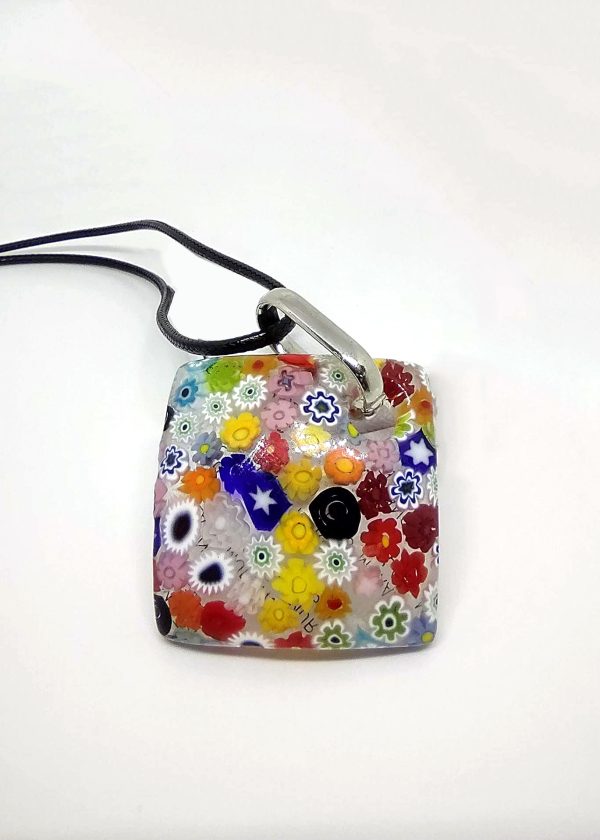 Square pendant made with the millefiori technique